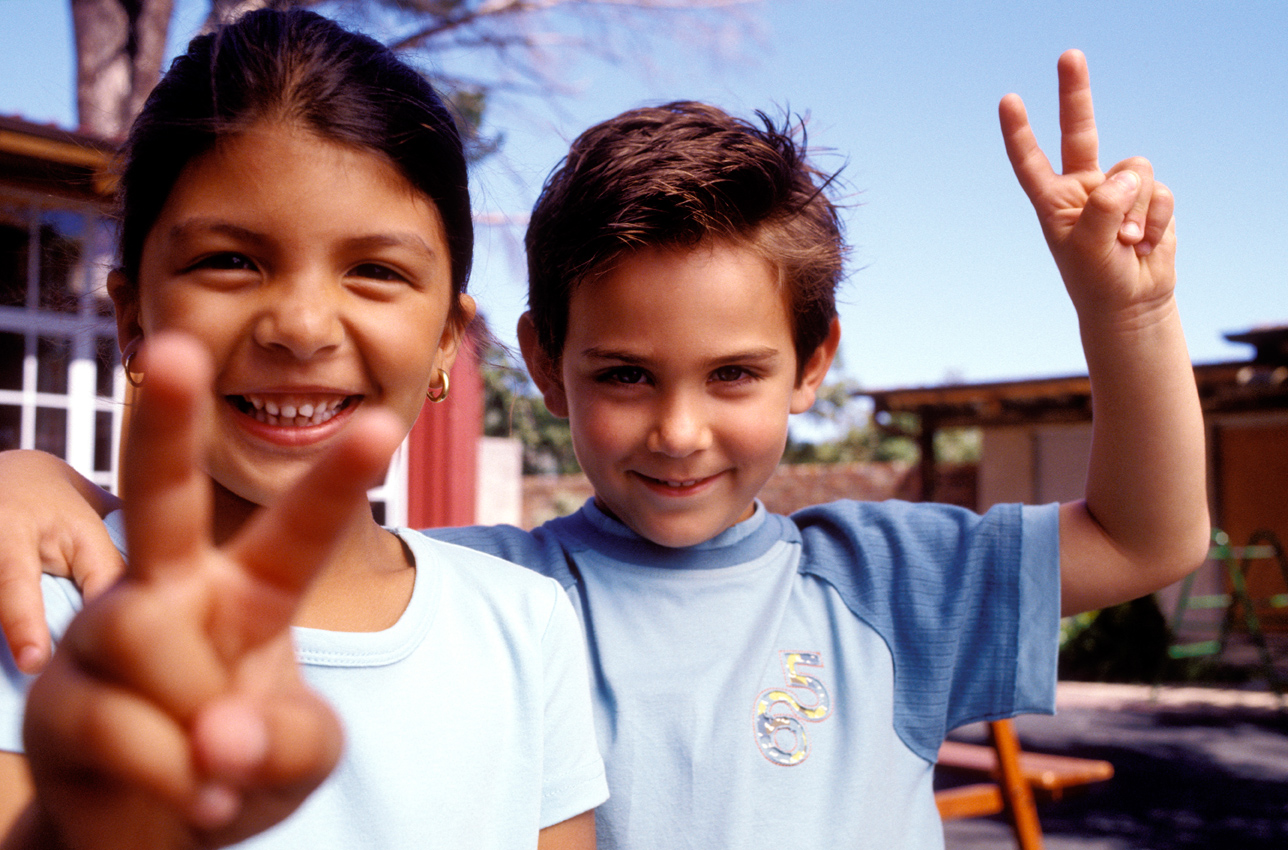 Kids Showing Peace Signs